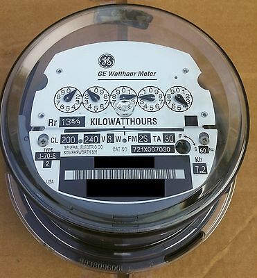 GE- ELECTRIC WATTHOUR METER (KWH) TYPE I70S, I-70S, FM 2S, 240V